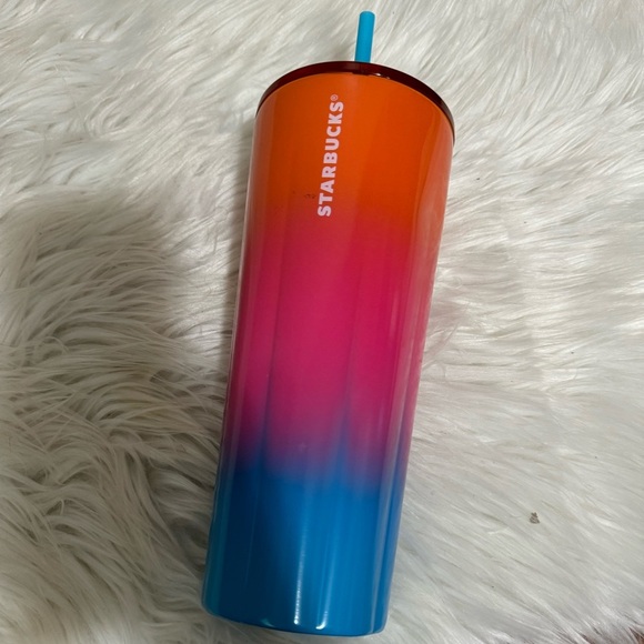 🧡 NEW Starbucks Summer 2023 ‘Puffy Gradient’ Pink Orange Blue SS Cold Cup - Picture 2 of 6